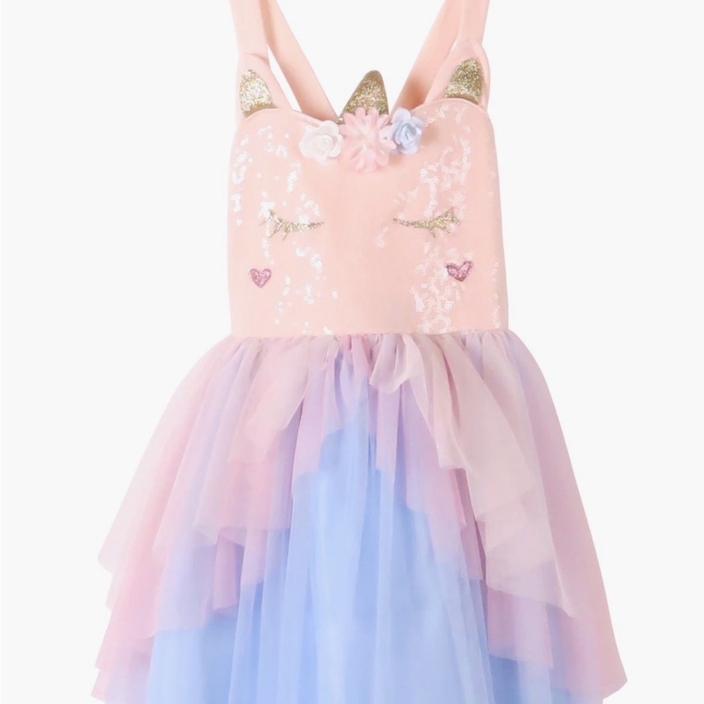 New Zunie Kids Sequin Embroidered Tulle Dress